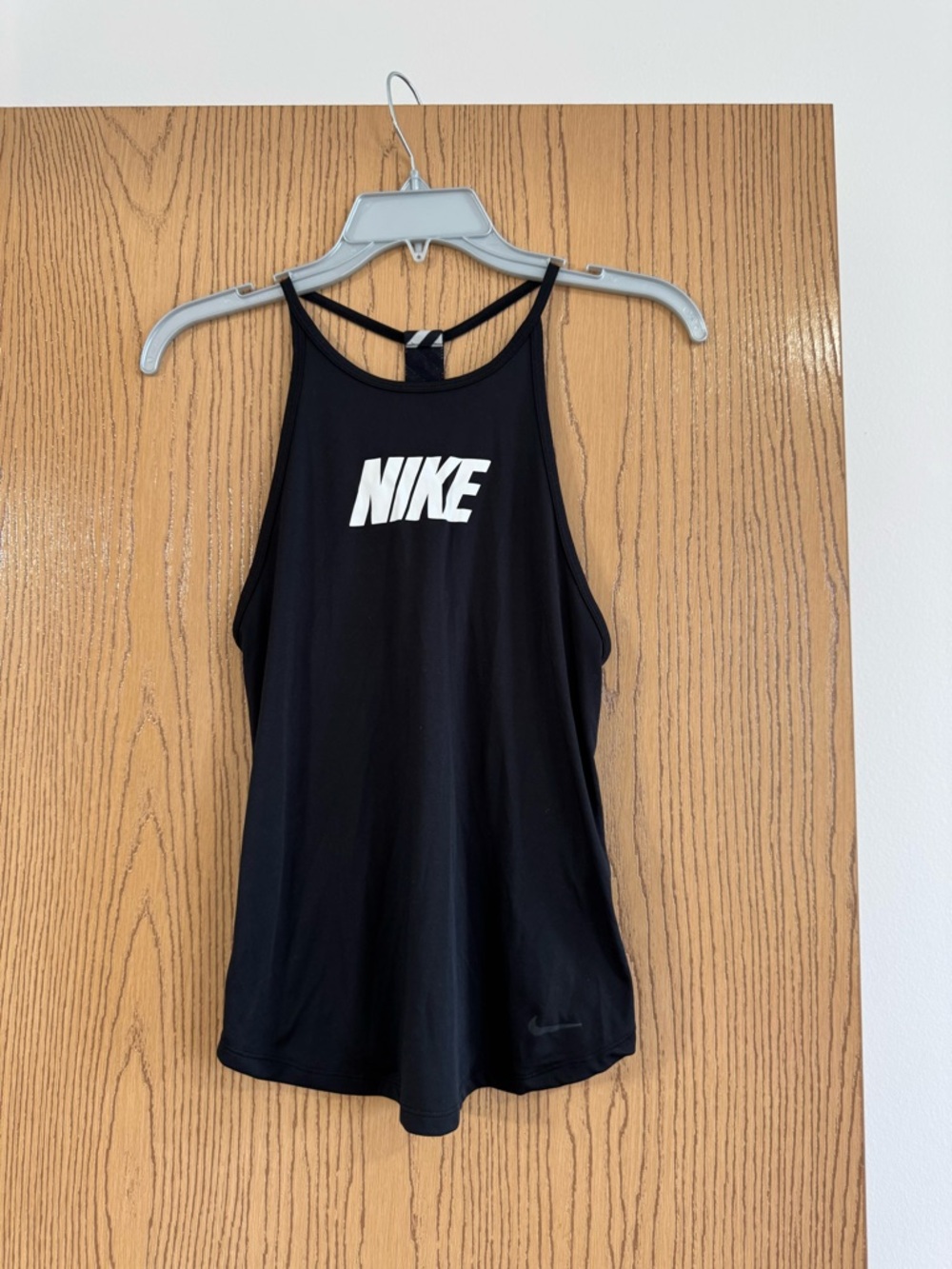 Nike Black High-Neck Racerback Tank with White Logo